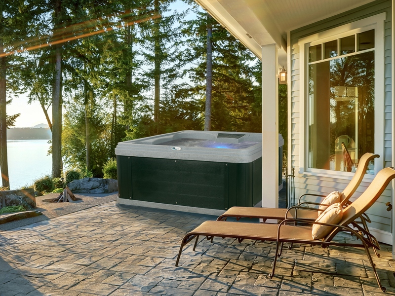 hot tub by a lake